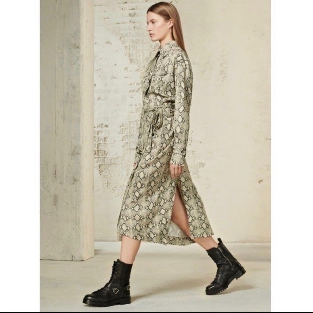 Zara Dresses | Zara Srpls Snake Print Dress | Color: Black/Tan | Size: S